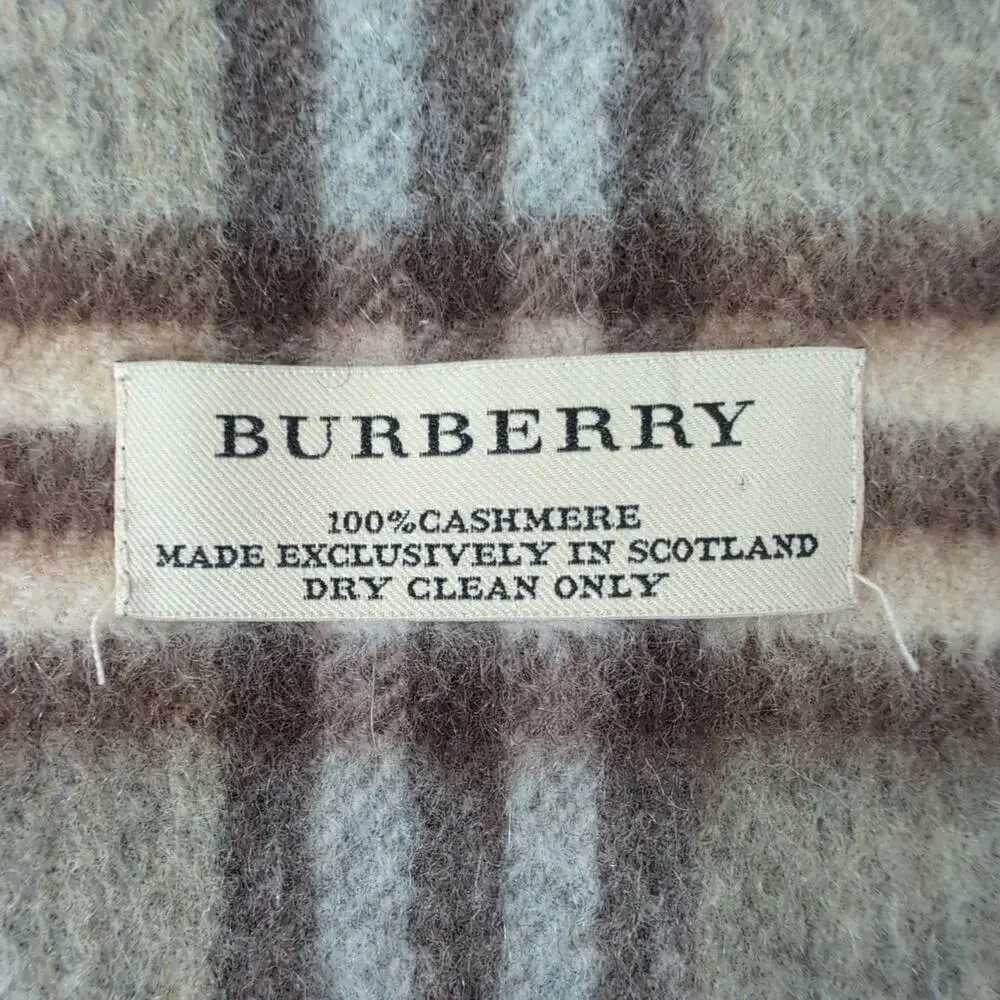 Burberry‎ 100% Cashmere Scotland Brown Beige Tan Nova Check Plaid Neutrals